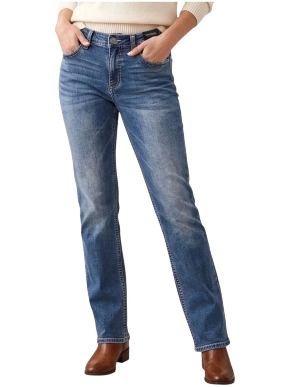Vigoss Marley Straight High Rise 5-Pocket Jeans - Indigo Blue - 16